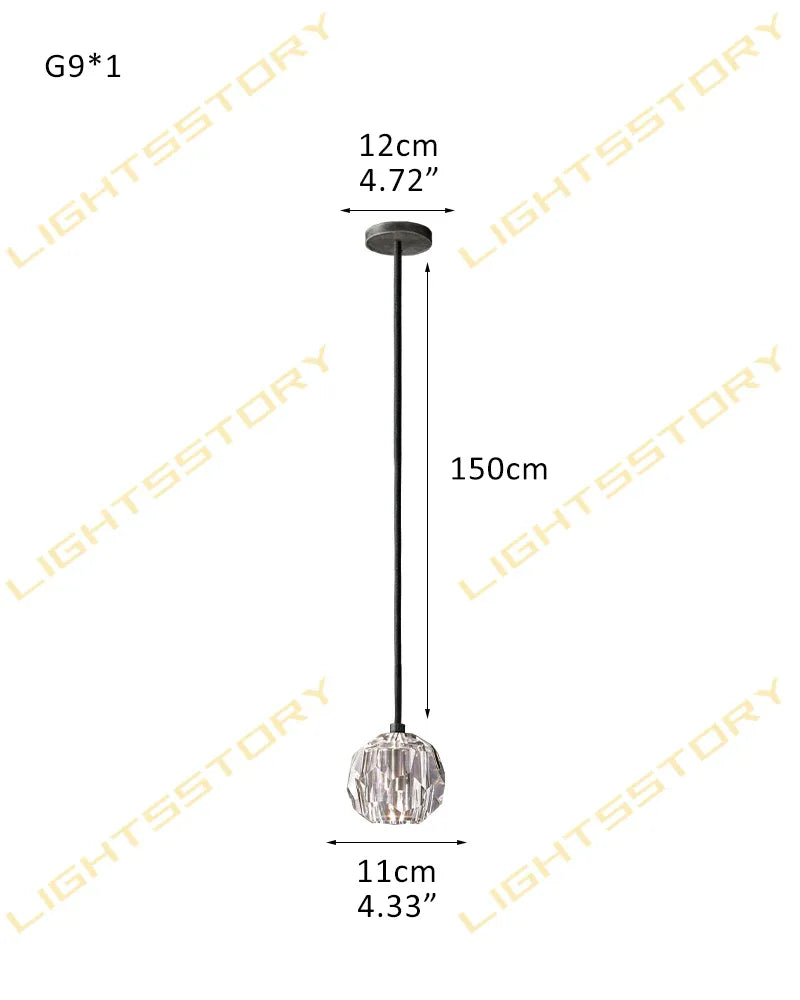 1/3/5/10/19/30-light Smoky Crystal Ball G9 Dome Ceiling Pendent Raindrop Indoor Lighting 1 light-D11cm D4.33" Clear Crystal + Black Base Modern Pendant lamp