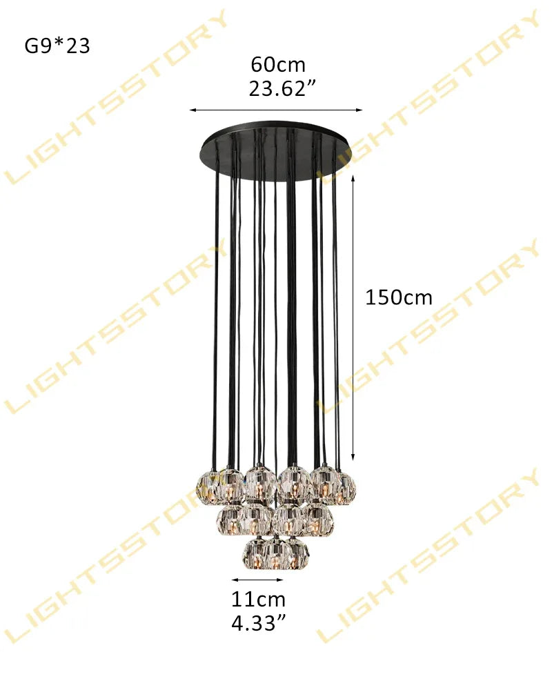 1/3/5/10/19/30-light Smoky Crystal Ball G9 Dome Ceiling Pendent Raindrop Indoor Lighting 23 light-D11cm D4.33" Clear Crystal + Black Base Modern Pendant lamp