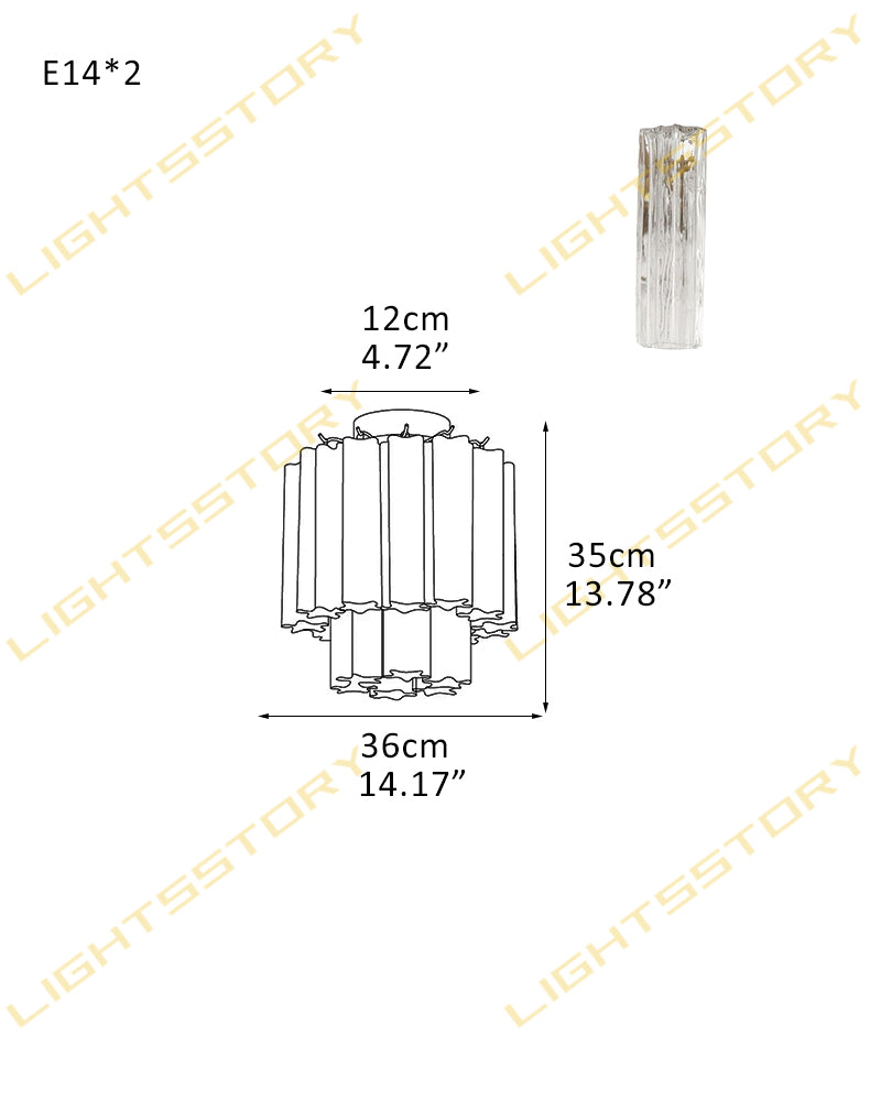 Hand-blown 18 Glass Tubes Modern Minimalist Flush Mount Ceiing Lamp Over Dining Table 2 light -D36*H35CM D14.17"*H13.78"(8 tubes) Modern Ceiling lamp