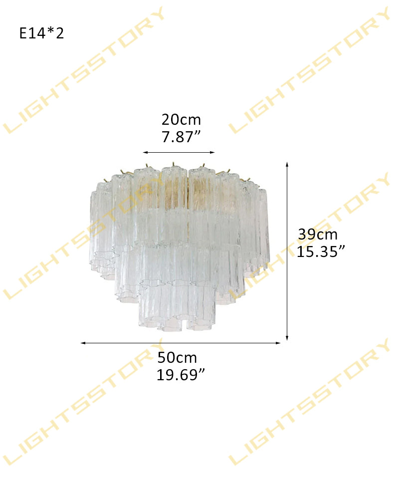 Hand-blown 18 Glass Tubes Modern Minimalist Flush Mount Ceiing Lamp Over Dining Table 2 light -D50*H39CM D19.69"*H15.35"(18 tubes) Gold + Clear Glass Modern Ceiling lamp