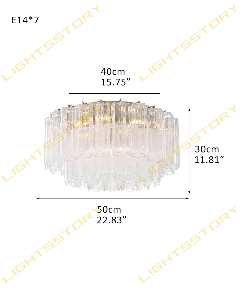 7 Lights Amber Glass Tubes Semi-Flush Ceiling Mount Lights Wide 23in Aged Brass/Black Frame 7-light-D58*H30CM D22.83"*H11.81"(42 tubes) Gold + Clear Glass Flush Mounted Ceiling Lamp