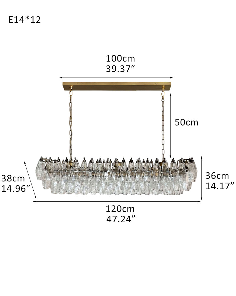 Unique Murano Poliedri Pink Glass Chandelier in Aged Brass Aluminum Chain