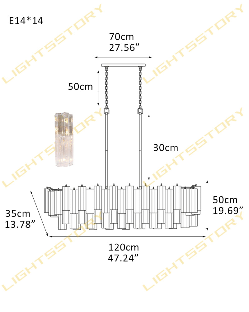 Art Unique Linear Large Murano Layered Glass Tubes Chandelier Aged Brass/Black Metal Frame