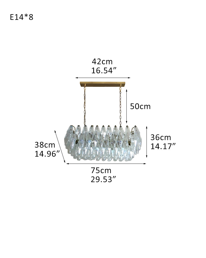 Unique Murano Poliedri Pink Glass Chandelier in Aged Brass Aluminum Chain