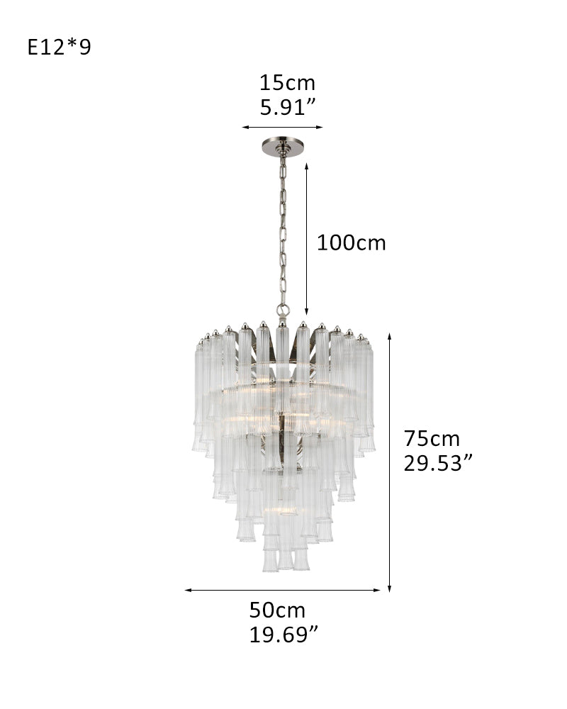 8/12 Light 40" Wide LED Lorelei Round Tiered Glass Chandelier use for Foyer Staircase