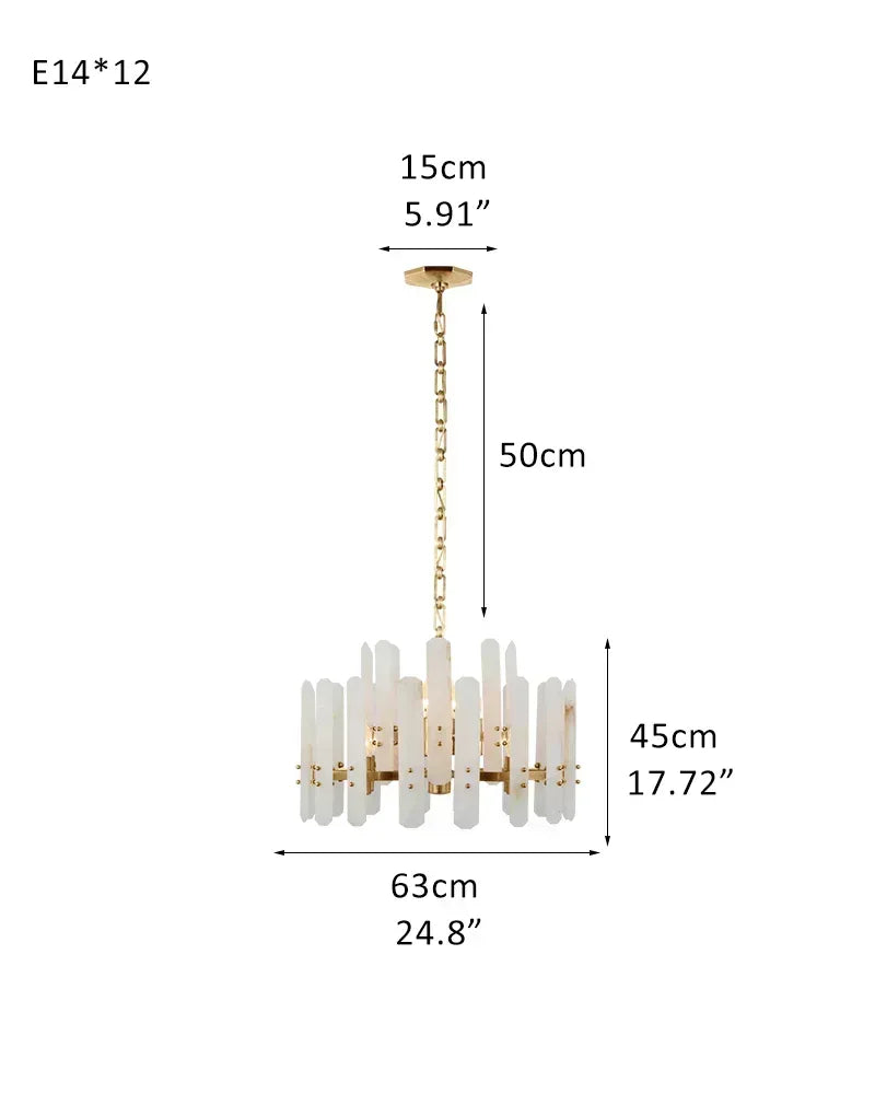 8/10-light Simple Modern Alabaster Large Oval Chandelier 40“45” Dia D63*H45CM D24.8“*H17.72" Brass American chandelier