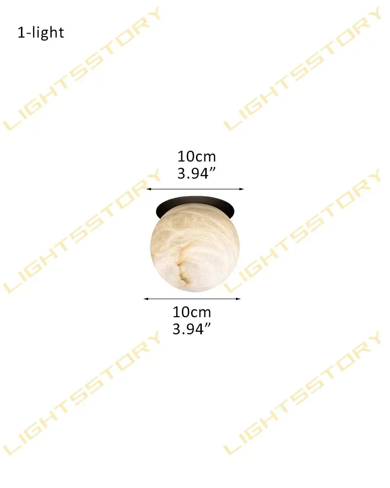 Modern Alabaster Globe LED Wall Light Fxitures with Black Iron Textured use for hallway 1-light-D10*H10CM D3.94"*H3.94"-Ceiling Black Flush Mounted Wall Sconce Lamp