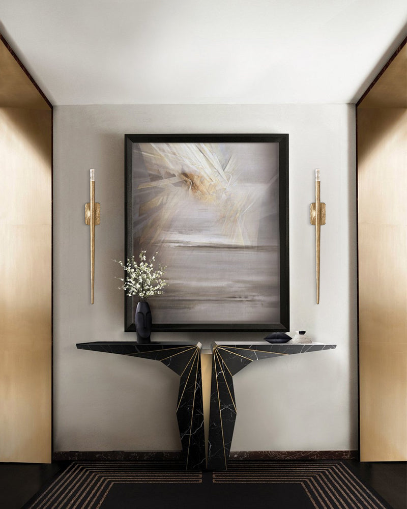 Candle Sconces Long Wall Candle Holder - Set of 2 Gold Long Wall Candle