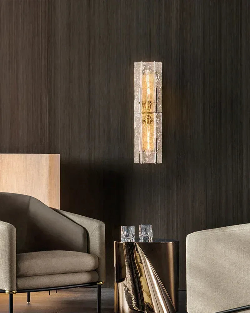 LightsStory Series Geometric Wall Sconce | Interlocking Planes Solid cast smoke grey and clear glass, Corrugated glass texture for Modern hallways and minimalist living spaces American Vintage chandelier lamp