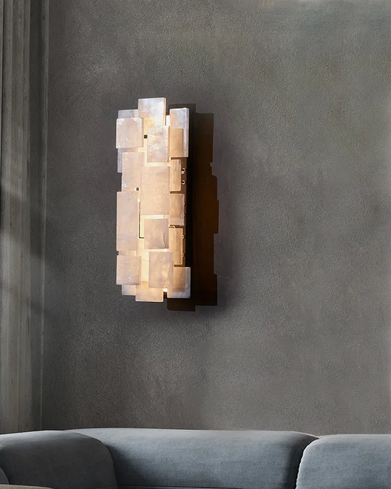 Frozen Calcite Crystal Wall Sconce | 27" Square Bedside & Corridor Lighting 15W Flush Mounted Wall Sconce Lamp