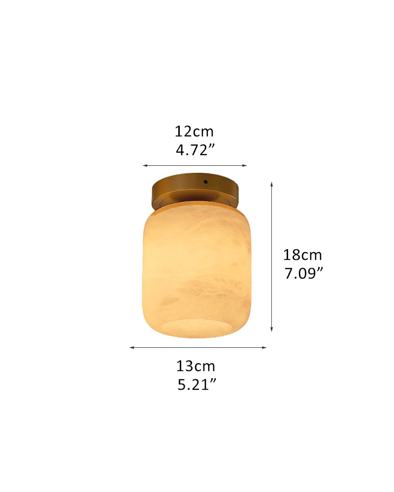 Alabaster Geometric Cylinder Capsule Light - Natural Spanish Alabaster, Lux Brass Trim - Living Rooms, Dining Rooms & Bedrooms