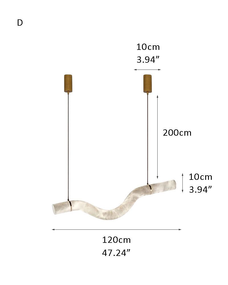 120cm wave LED marble pendant lamp, adjustable cord, modern design, ideal for interiors.