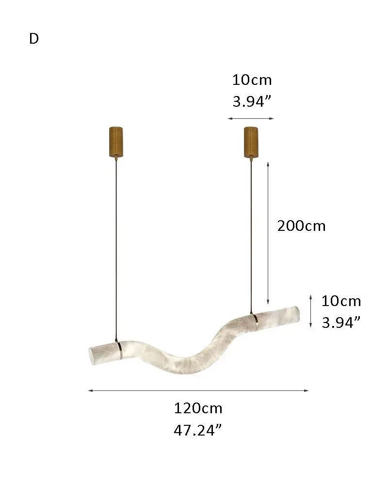 Minimalist Long Cord Ceiling Pendant Alabaster Lighting | 120/150cm Length D-L120*H10CM D47.24*H3.94" White + Brass American chandelier
