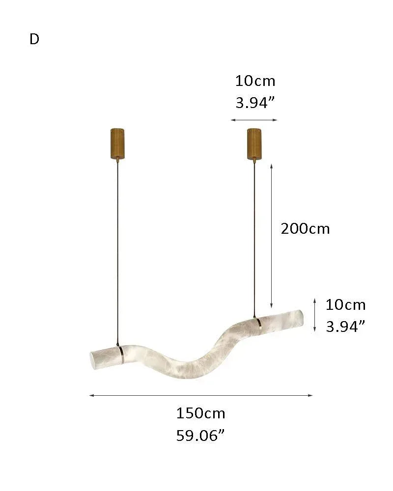 Minimalist Long Cord Ceiling Pendant Alabaster Lighting | 120/150cm Length D-L150*H10CM D56.06*H3.94" White + Brass American chandelier