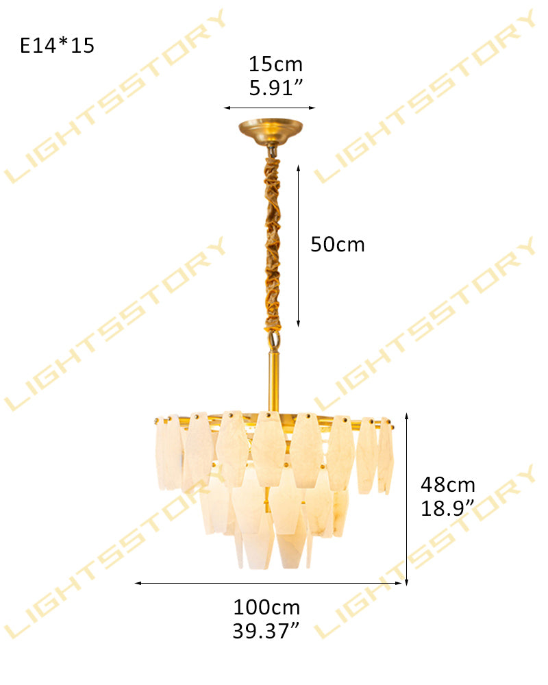 Tiered Circular Alabaster Petal Round Chandelier - 3 Tiers