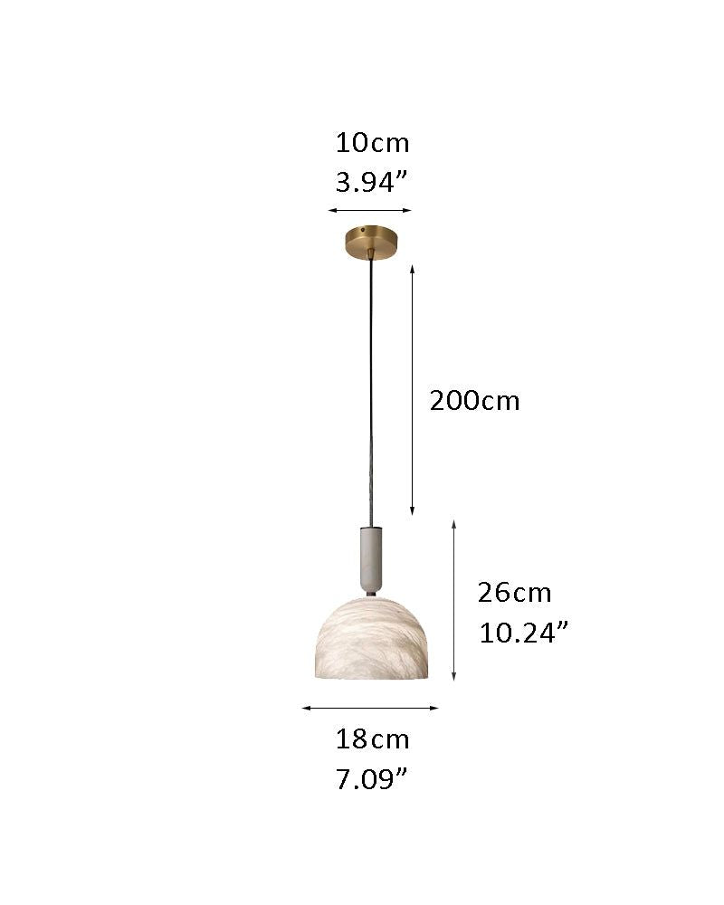 Dimensions of postmodern LED white marble pendant light for modern kitchen