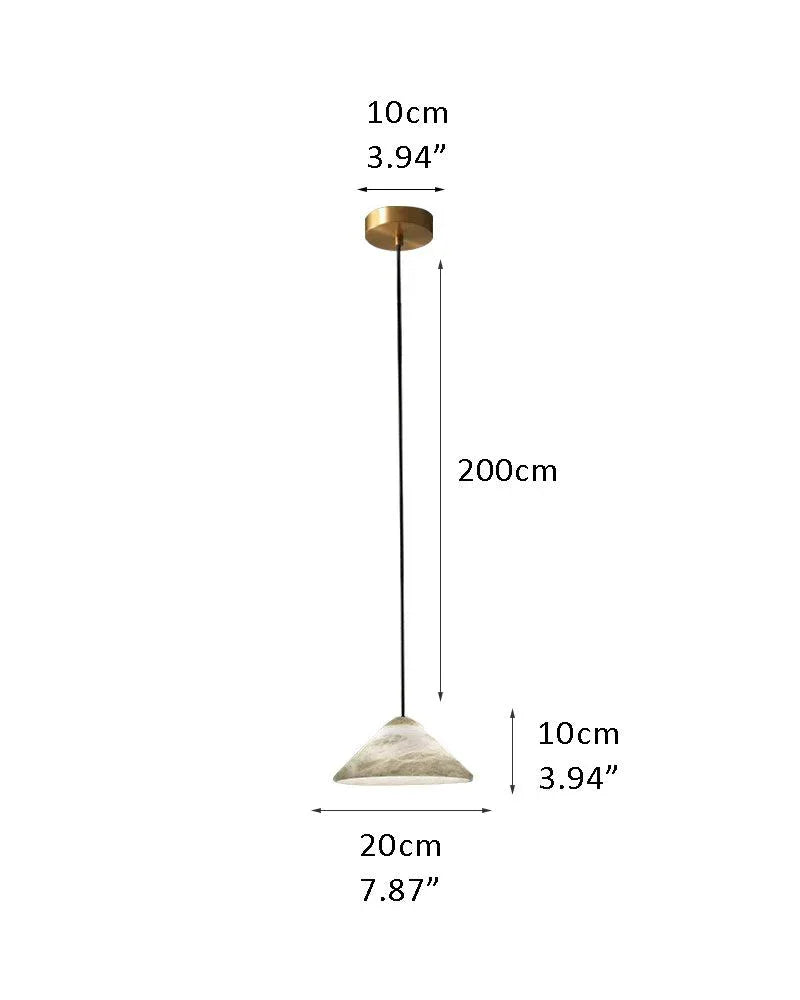 Minimalist Style White Alabaster Conical Pendant Lamp for bedroom kitchen D23*H10CM D7.87*H3.94" White + Brass Modern Pendant lamp