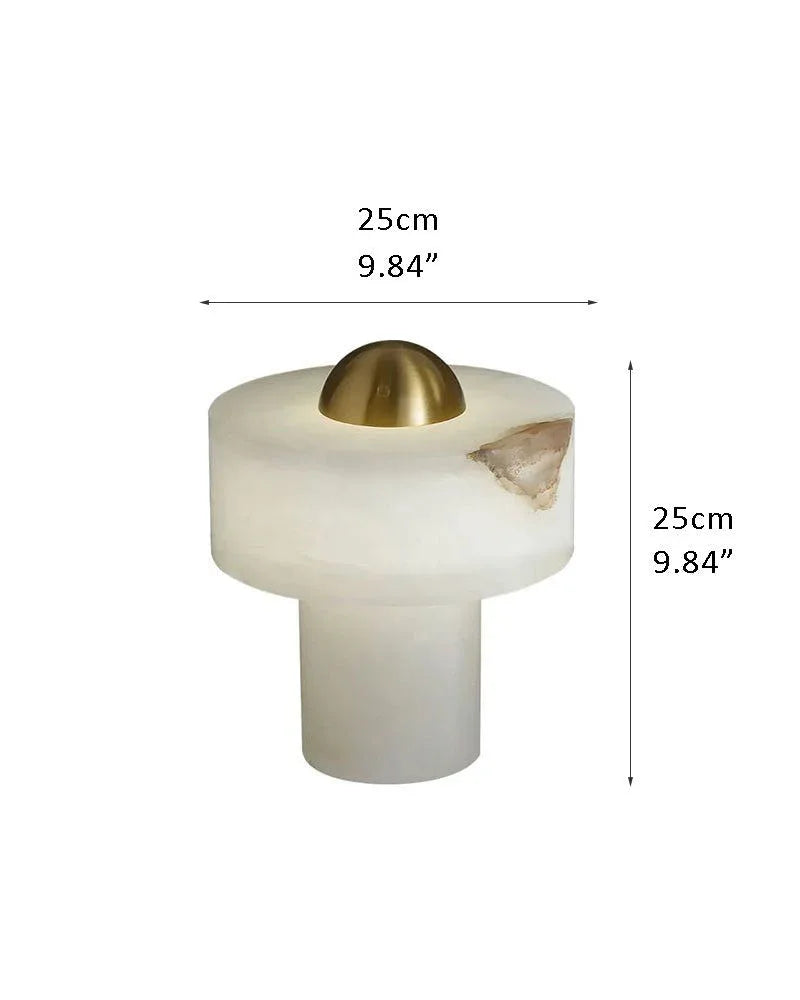 Natural Radiance Stone LED Alabaster Cosy Table Lamp for bedroom nightstands D25*H25CM D9.84*H9.84" White + Brass Modern Table lamp