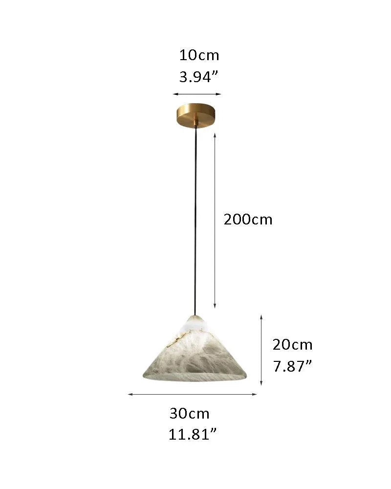 Minimalist Style White Alabaster Conical Pendant Lamp for bedroom kitchen D33*H20CM D11.81*H7.87" White + Brass Modern Pendant lamp