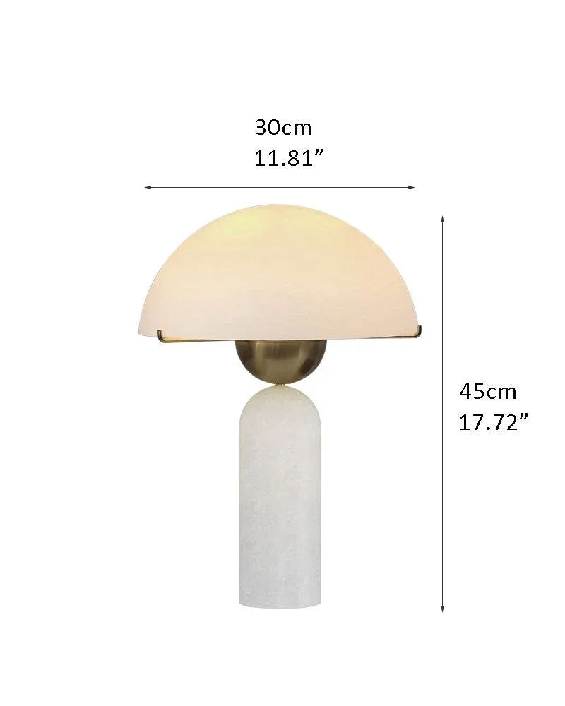 G9 Alabaster LED Small White Alabaster Table Lamp Wide 12" 15W D30*H45CM D11.81*H17.72" White + Brass Table lamp