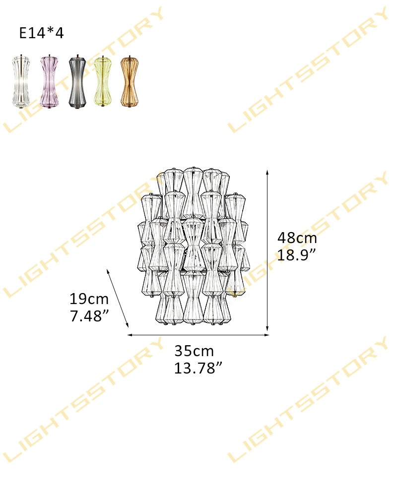 LightsStory Murano Glass Sculpture Amber Sconce - Hand-Blown Amber Glass, Lux Gold Trim - Bedrooms, Hallways & Bathrooms