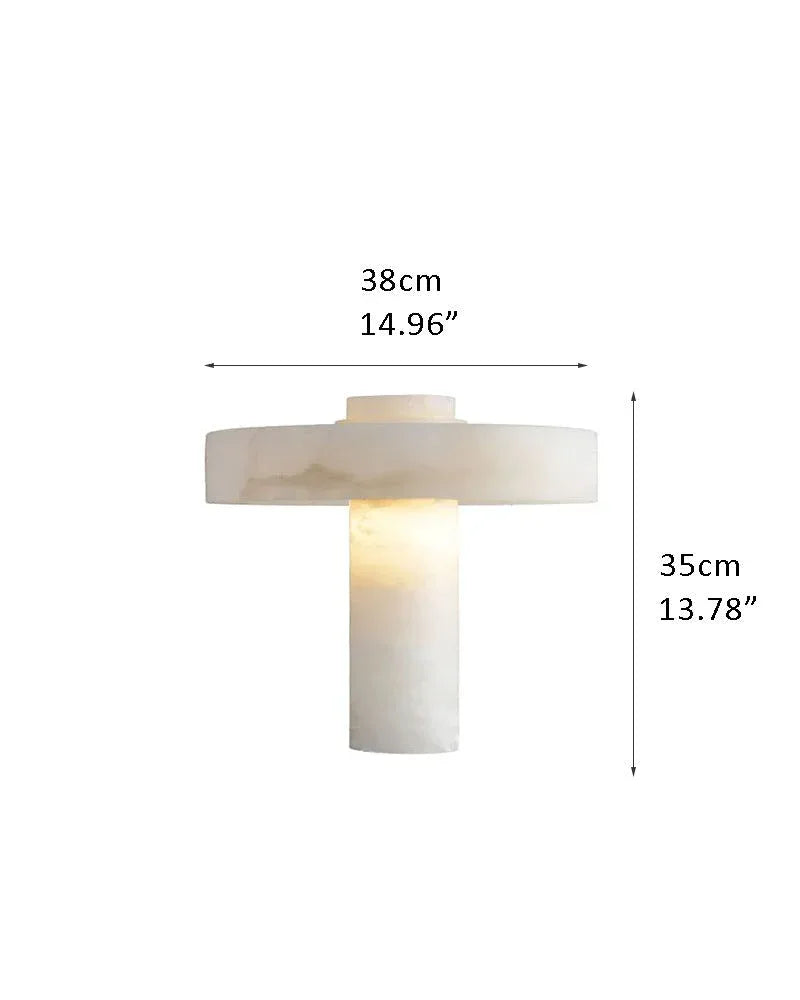Modern Small Round Table Beside Lamps With Alabaster Shade Wide 15" D38*H35cm D14.96*H13.78" White + Brass Vintage Simple Table Lamp