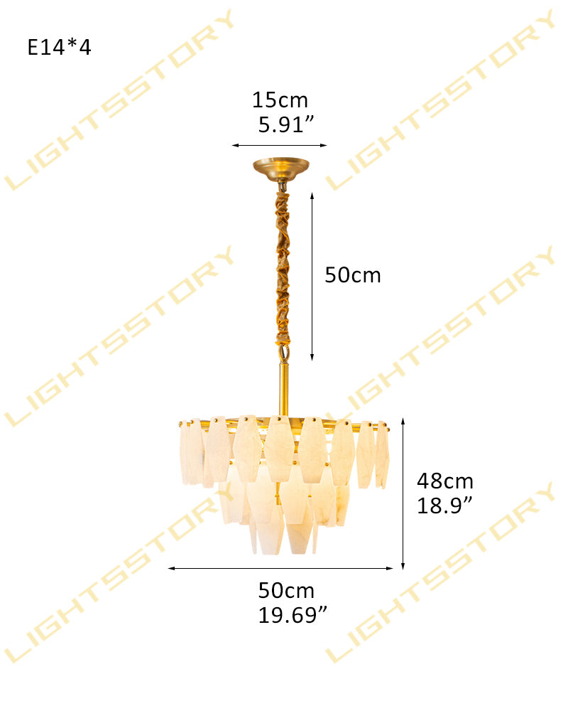 Tiered Circular Alabaster Petal Round Chandelier - 3 Tiers