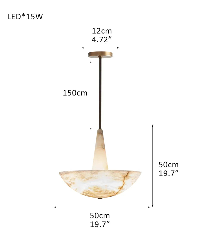 Domus Vintage Alabaster Lamp Round Bowl Ceiling Pendant Lighting Wide 20in 28in D50*H50CM D20"*H20" Brass + White Modern Pendant lamp