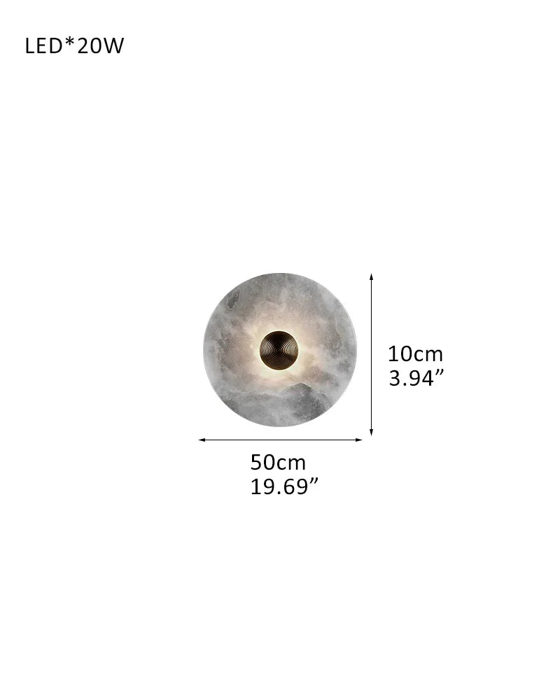 Modern Brass Hardwared Round Alabaster Conbination Plug-in Wall Lamp 10" Wide D50*H10CM D19.7"*H3.9" Brass + White Modern Art Design Wall Lamp