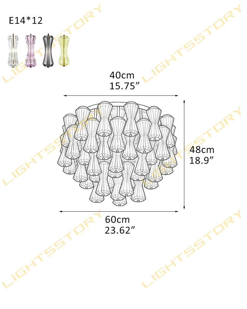 LightsStory Multi-Tiered Flush Mount Ceiling Light - Clear & Amber Glass - Low Profile Luxury Interiors