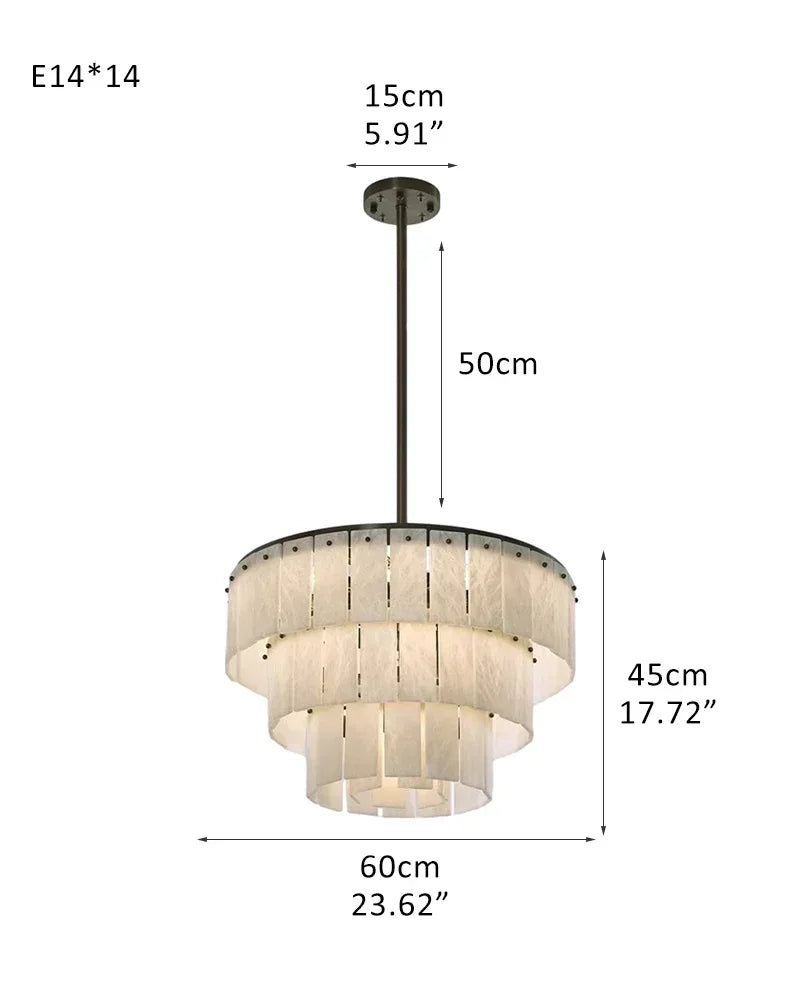 Modern LED High Ceiling Multi Tier Alabaster Chandelier in Black Framework for living room 14-light-L60*H45CM L23.62"*H17.72" White + Black Luxury Modern Chandelier