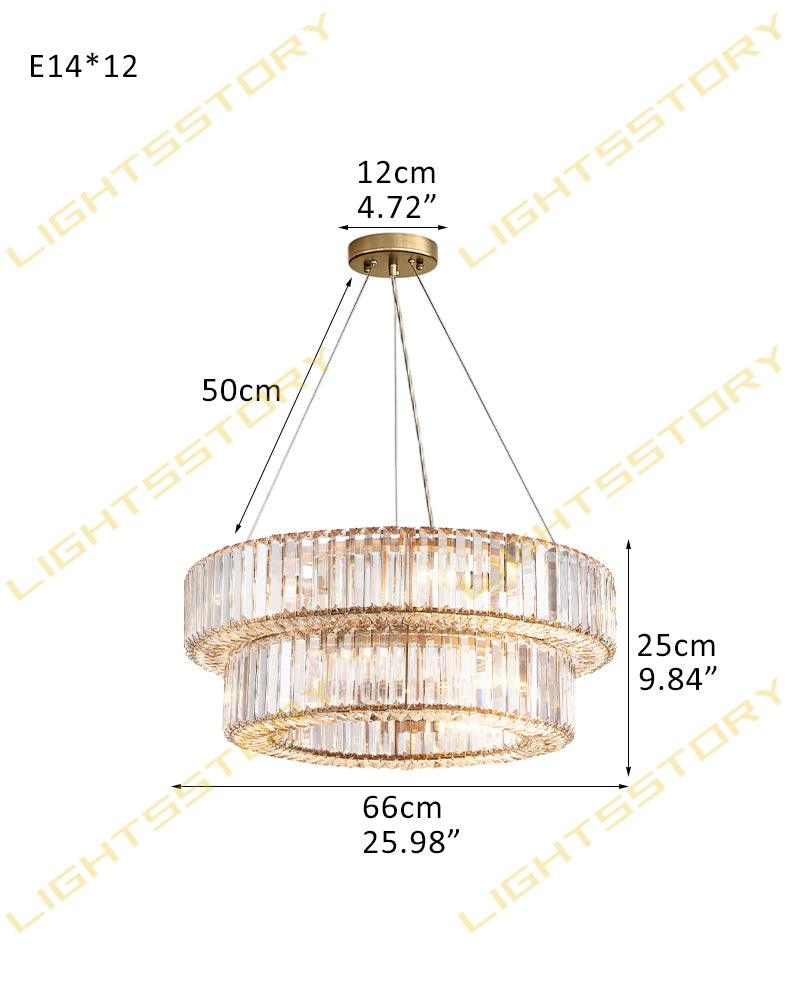 LightsStory K9 Crystal Ring Chandelier - Luxury 1 to 2 Tiers