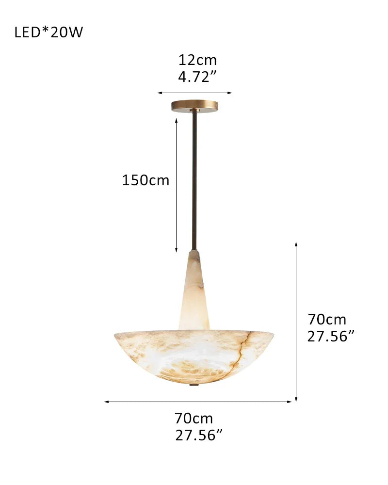 Domus Vintage Alabaster Lamp Round Bowl Ceiling Pendant Lighting Wide 20in 28in D70*H70CM D28"*H28" Brass + White Modern Pendant lamp