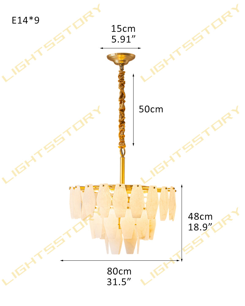Tiered Circular Alabaster Petal Round Chandelier - 3 Tiers