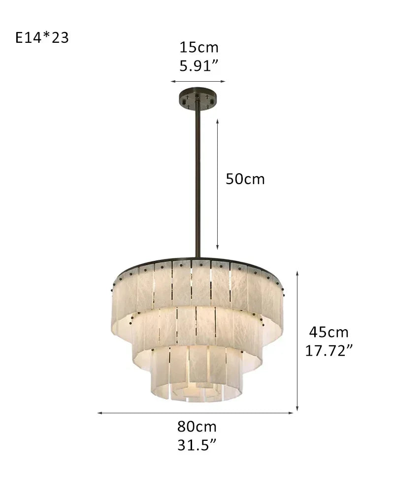 Modern LED High Ceiling Multi Tier Alabaster Chandelier in Black Framework for living room 23-light-L80*H45CM L31.5“*H17.72" White + Black Luxury Modern Chandelier