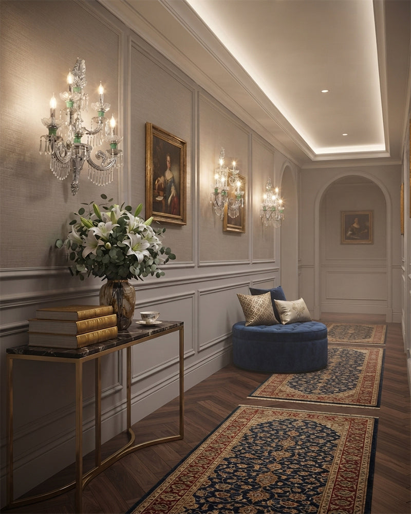 K9 Crystal Multi-Tiered Cascade Wall Light- Artistic Statement Lighting - High Ceiling Lobby, Stairwells and Living Rooms