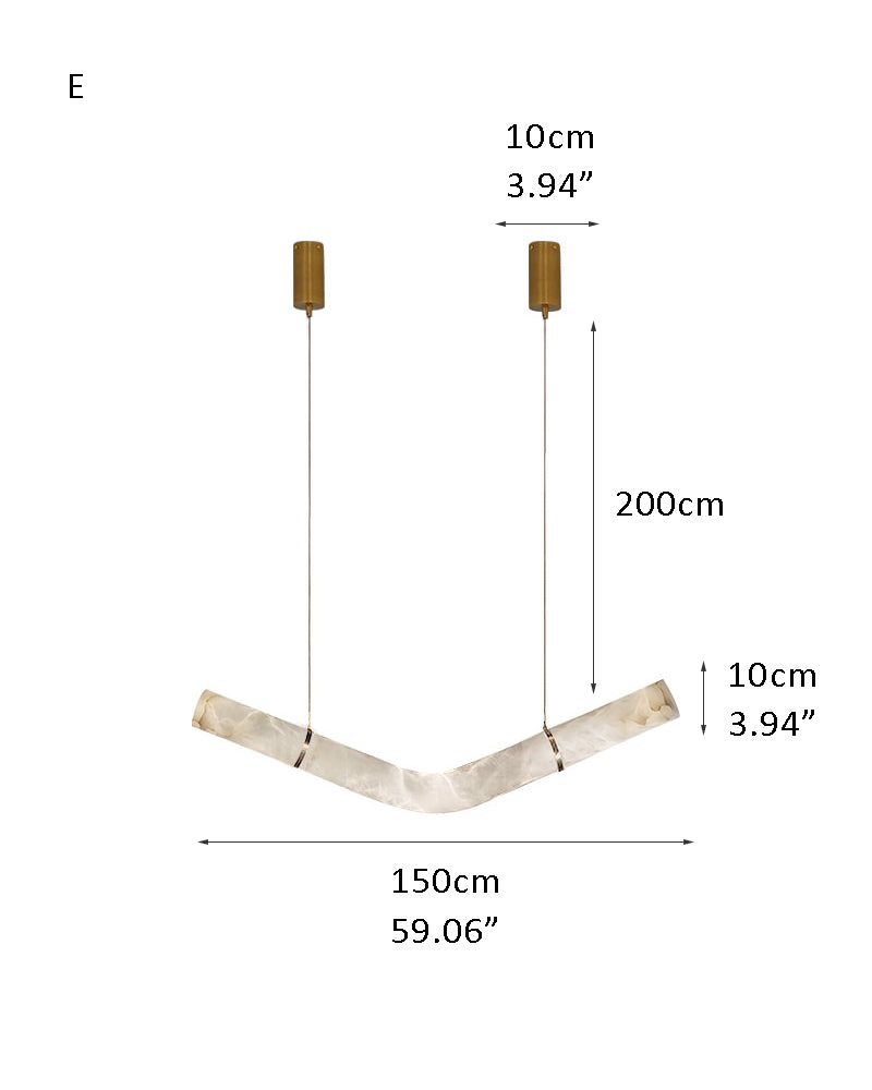 LED marble pendant lamp dimensions: 120x10x10cm, adjustable cord 200cm, modern design