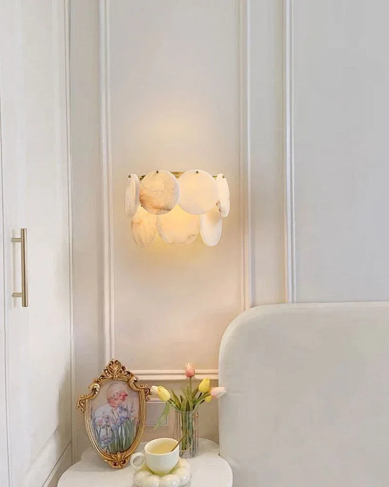 Spanish Alabaster Shell Marble Flush Mount Brass Wall Sconces for bedroom Flush Mounted Wall Sconce Lamp