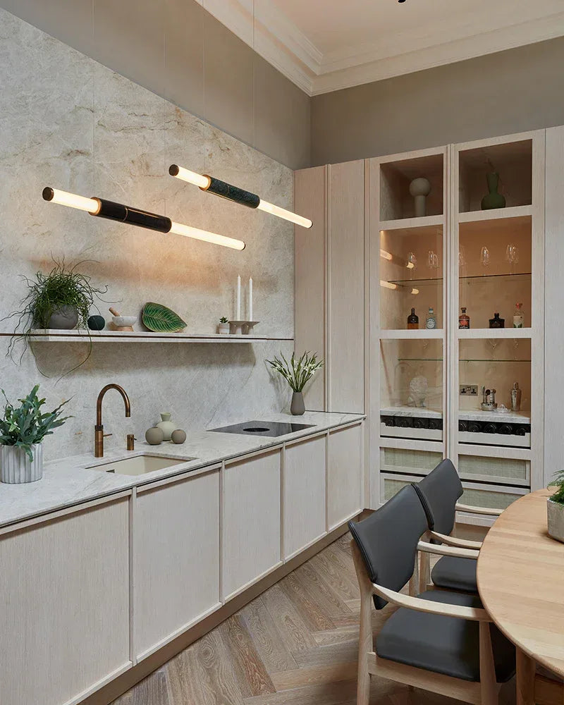 Empty State Light Pipe Suspension Light - Silver Anodised, Green & Black Modern Pendant lamp