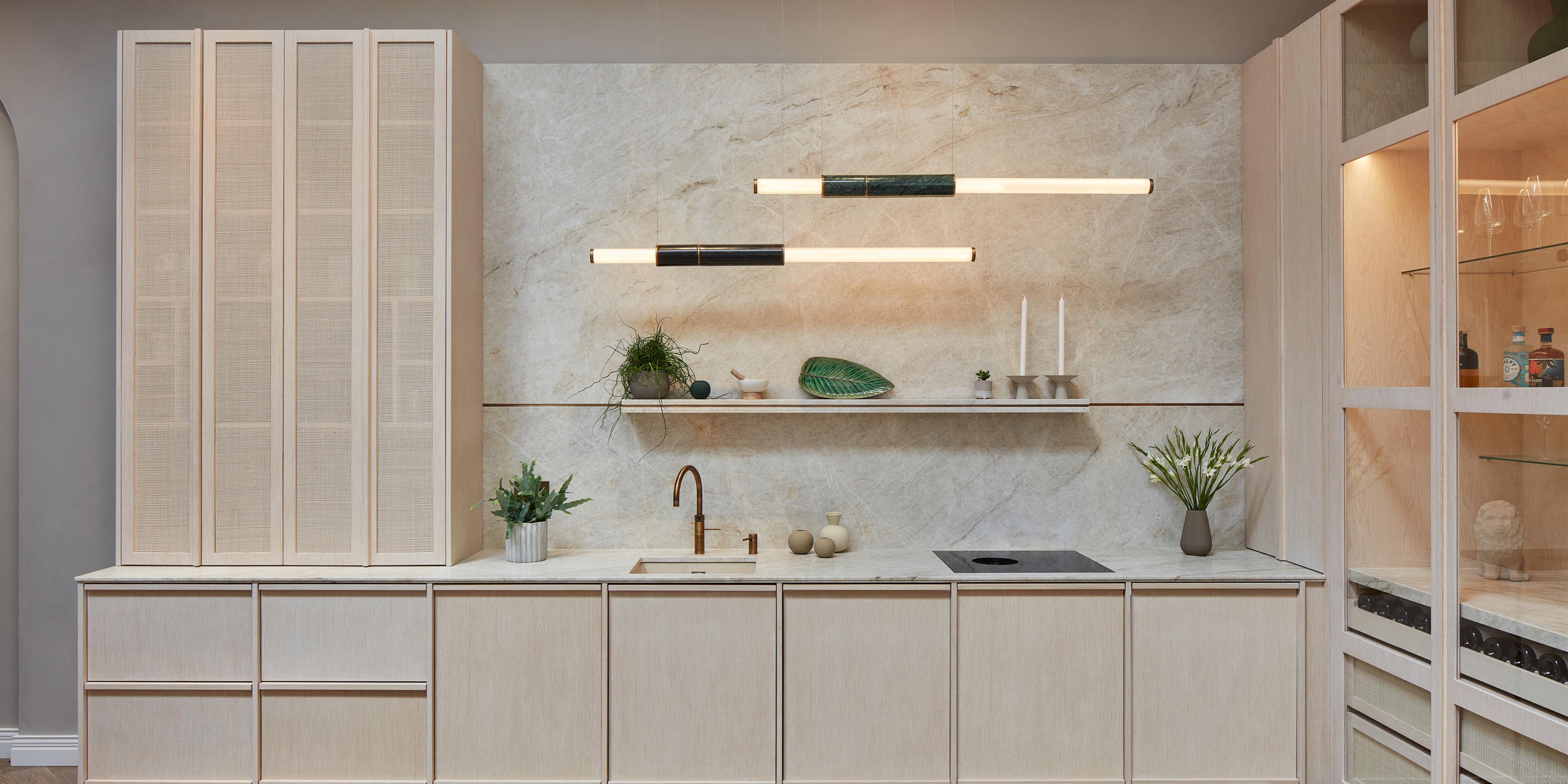 Empty Pipe suspended light fixture in horizontally