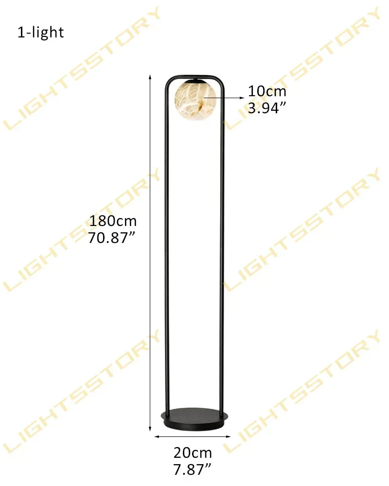 Modern Alabaster Globe LED Wall Light Fxitures with Black Iron Textured use for hallway 1-light-D20*H180CM D7.87"*H70.87"-Floor Black Flush Mounted Wall Sconce Lamp