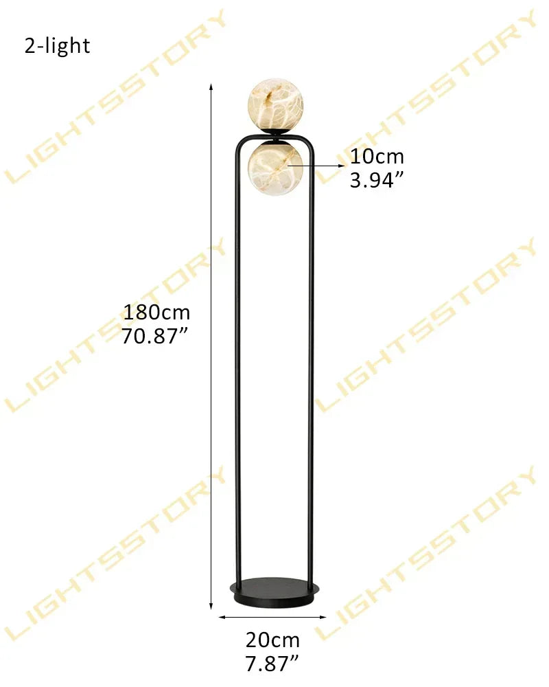 Modern Alabaster Globe LED Wall Light Fxitures with Black Iron Textured use for hallway 2-light-D20*H180CM D7.87"*H70.87"-Floor Black Flush Mounted Wall Sconce Lamp