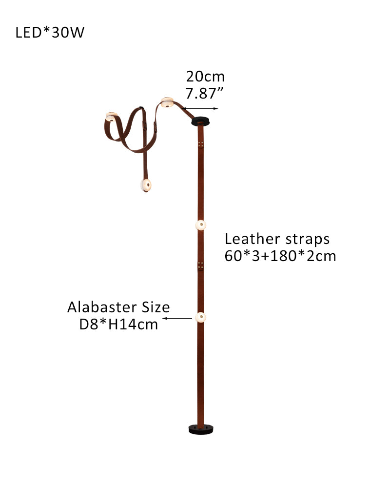 Hubbardton Forge SNAPS Mini Alabaster Floor-to-Ceiling Lighting | Black Leather Textured
