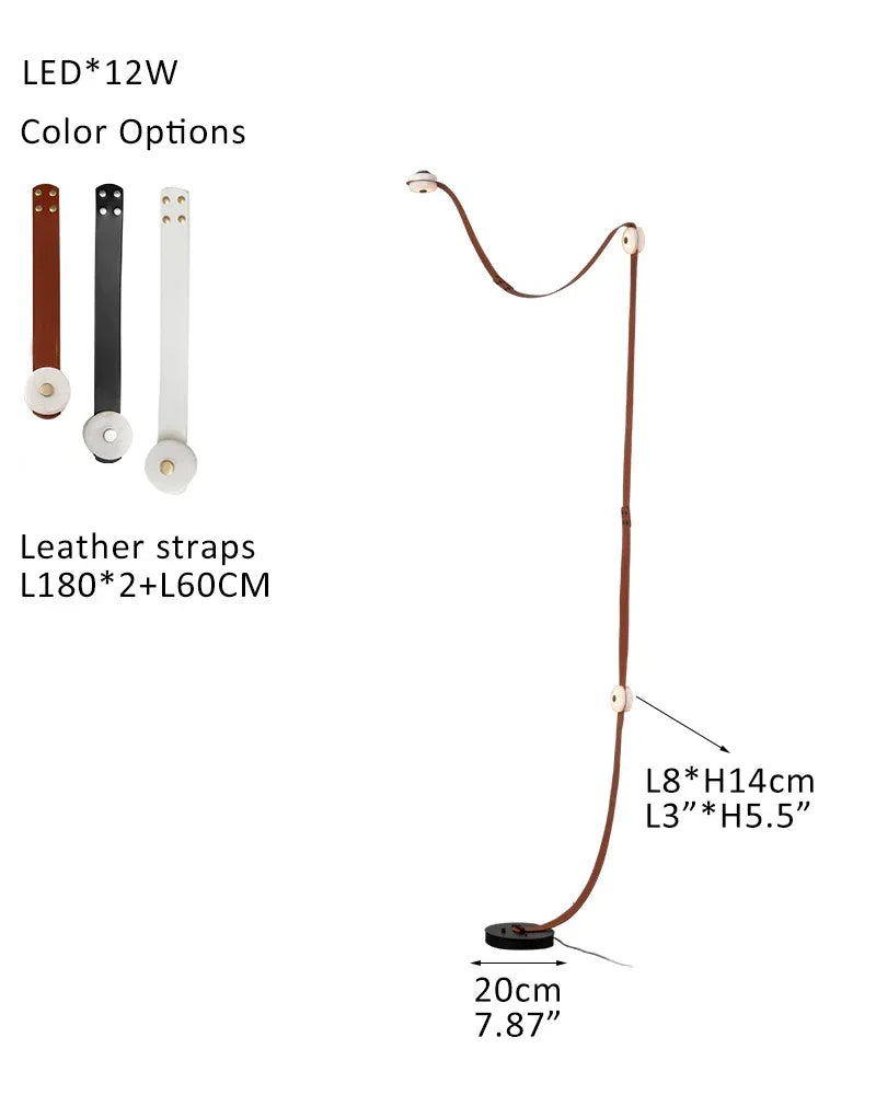 Modern Brass LED Alabaster Snaps Wall Sconce with Leather straps in Brown/Black/White Finish F-L27*W91*H274CM L10.6"*W35.8"*H107.9"(3-light) Brass Aged Wall Sconces