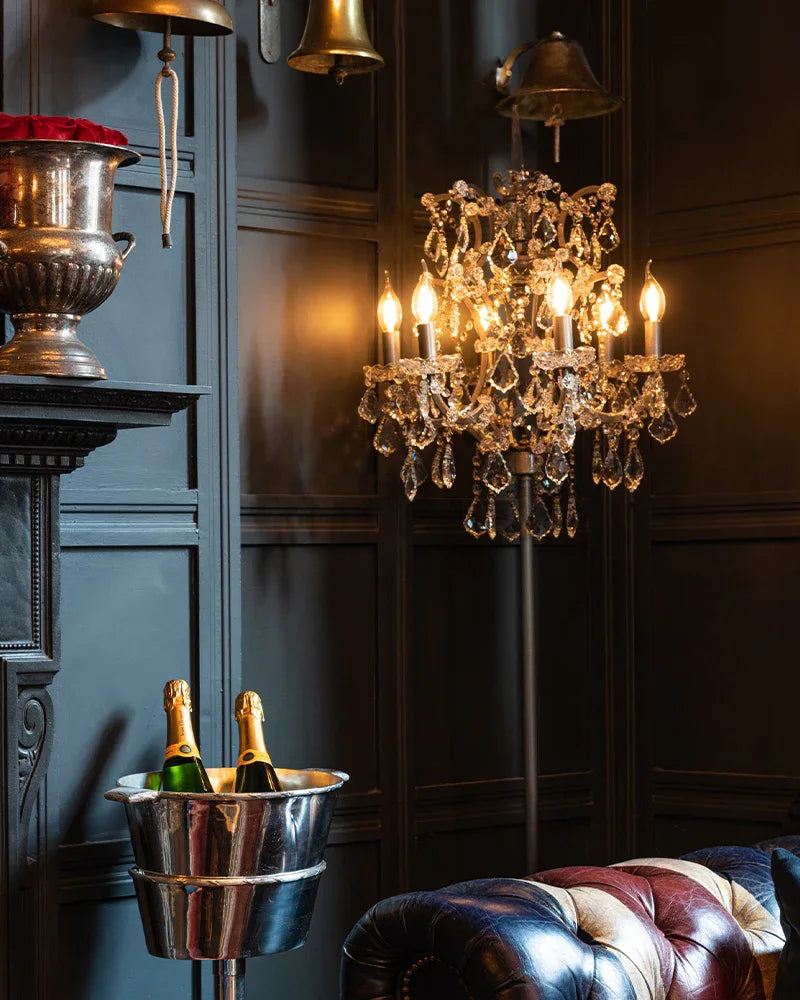 Halo Industrial Styles Cut Crystal Candelabra Floor Lamp 70"in American standing floor lamp