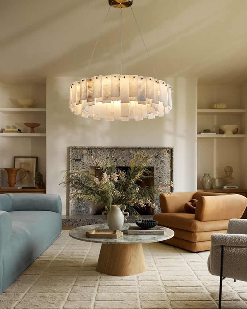 G9 round alabaster ceiling chandelier for hall