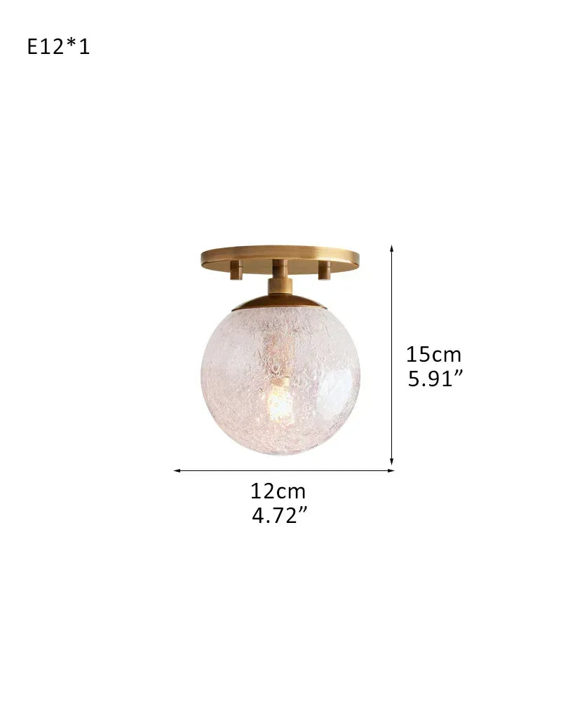 Industrial Globe Bubble Glass Chandelier 28in 36in | Brushed Brass/Black/Silver Steel 1-Light-D12*H15CM D4.72“*H5.91"(Semi Flush Mounted) Brass American Vintage chandelier lamp