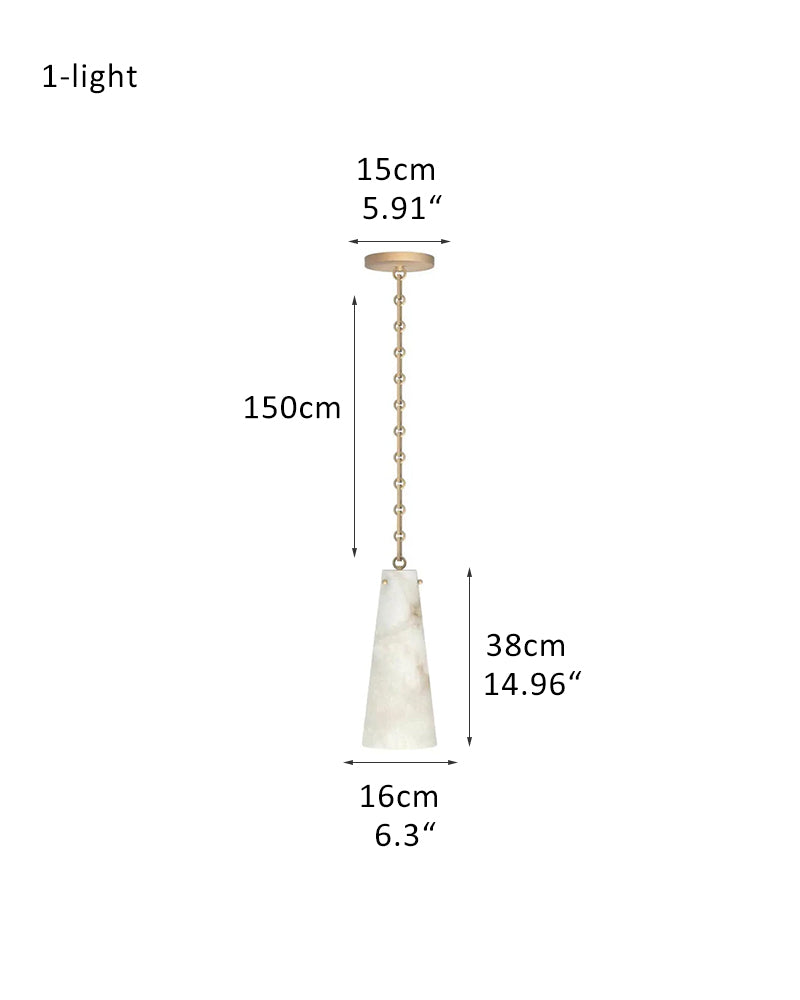 Modern Alabaster Chandelier 2 Light, Double Pendant with adjustable brass/black chain