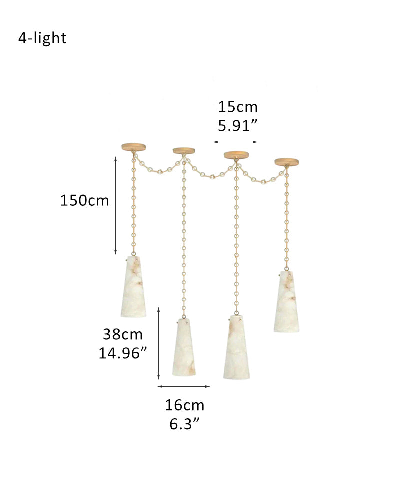 LightsStory Series Geometric Chandelier | Double Pendant Clustered Silhouette Translucent Natural Alabaster and Brass, Premium Brass and Black finish for Modern Dining Rooms and Kitchen Islands Vintage Simple Pendant Lamp