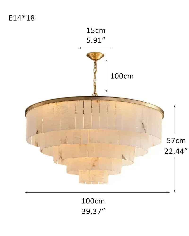 Warm White Modern Round Multi-Tier Alabaster Foyer Chandeliers in Black Frame American Vintage chandelier lamp